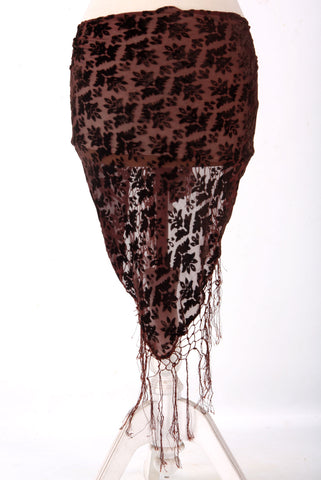 Burnout velvet hip scarf brown