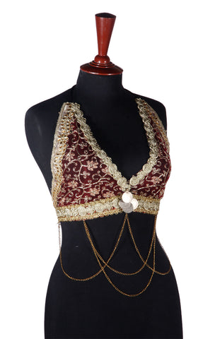 Halter Top Burgundy Gold