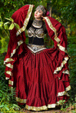 Gold border Skirt burgundy