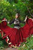 Gold border Skirt burgundy