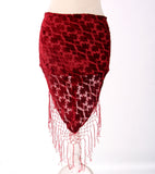 Burnout velvet hip scarf burgundy