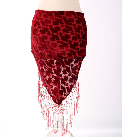 Burnout velvet hip scarf burgundy