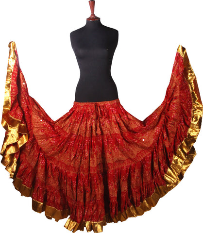 Block print skirt Jaipur Beauty 4 Border skirt with shiny trim
