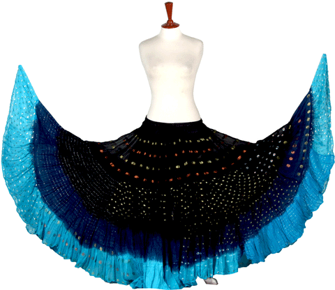 Lurex 3Tone Skirt Black/Blue/Turquoise