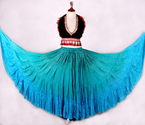 Lurex 3Tone Skirt Shades of Green/Turquoise