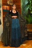 Lurex 3 tone skirt shades of teal 100% Viscose