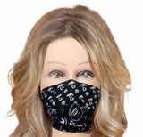 Face cloth mask black white