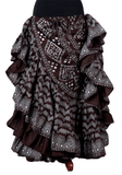 Block print assuit skirt brown/silver in polyester