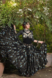 Block print skirt peacock
