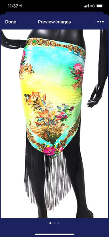 Digital printed hip scarf 100% Grip Silk