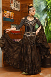 Block print Assuit pattern skirt black/gold Design#3
