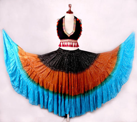 Lurex 3Tone Skirt Black/Gold/Turquoise