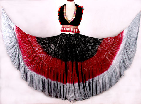 Lurex 3Tone Skirt Black/Burgundy/Grey