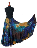 Lurex Marble Tye Dyed Batik skirt Gold, blue,turquoise