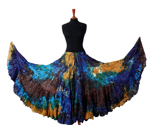 Lurex Marble Tye Dyed Batik skirt Gold, blue,turquoise