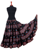 Block print skirt fish eye with Padma border