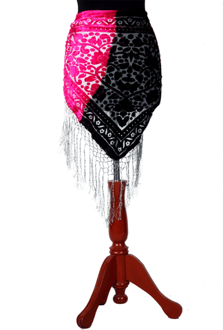 Burnout velvet hip scarf two tone pink/black