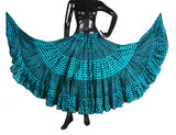 Turqouise/Black Stripe Polka Dot Block Print Skirt
