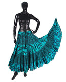 Turqouise/Black Stripe Polka Dot Block Print Skirt