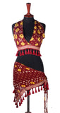 Block print Jaipur Choli/halter top burgundy