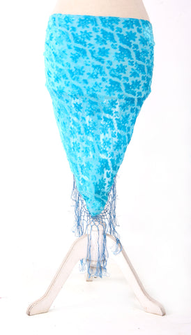 Burnout velvet hip scarf turqouise