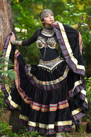Black multi Trim Skirt 3 Tier 15 Yards 25 yards