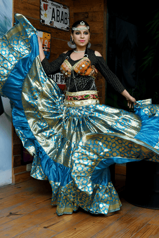 Turqouise banarsi skirt