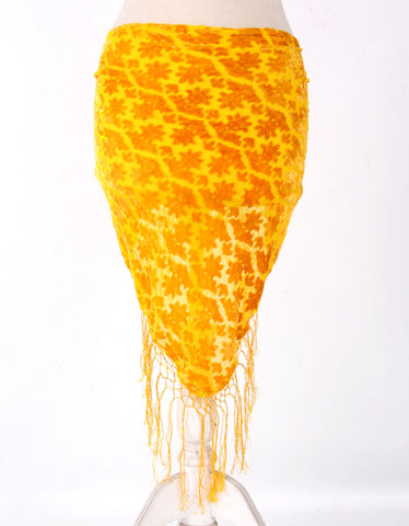 Burnout velvet hip scarf yellow